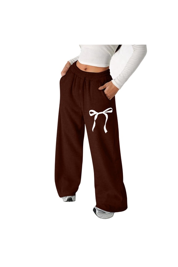 Back To School Clothes For Teen Girls Girl's Bowknot Baggy Sweatpants Lightweight Straight Leg Athletic Pants With Pockets
