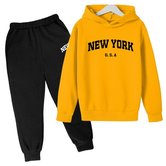 Gaexia Back To School Fashion Boys Track Suit Hooded Long Sleeve Sweatpant Fall Outfits Loose Fit Hoodie Sets 2 Pieces Sweat Suits for Boys,Navy,120