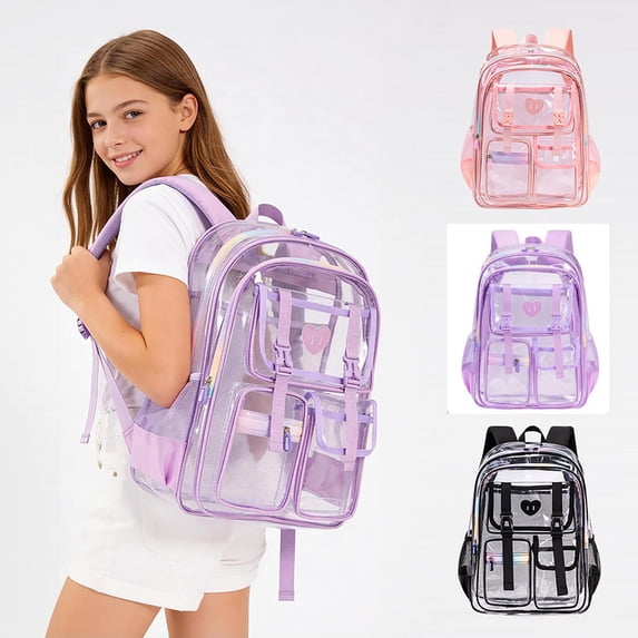 Gaexia Backpacks,Jelly Transparent Backpack for Students, Large Capacity Casual Daypack for School Commute Travel, Clear Backpack