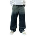 thumbnail image 1 of Gaexia Baggy Jeans Boys Y2K Straight Wide Leg Denim Pants Kids Casual Elastic Waist Loose Trousers Pockets Streetwear 4-14T, 1 of 6