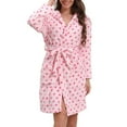 thumbnail image 1 of Gaexia Bath Robe Women'S Cozy Printed Hooded Long Sleeve Robe Heart Star Embroidery Home Wear Fall Winter Relaxation Garment, 1 of 7