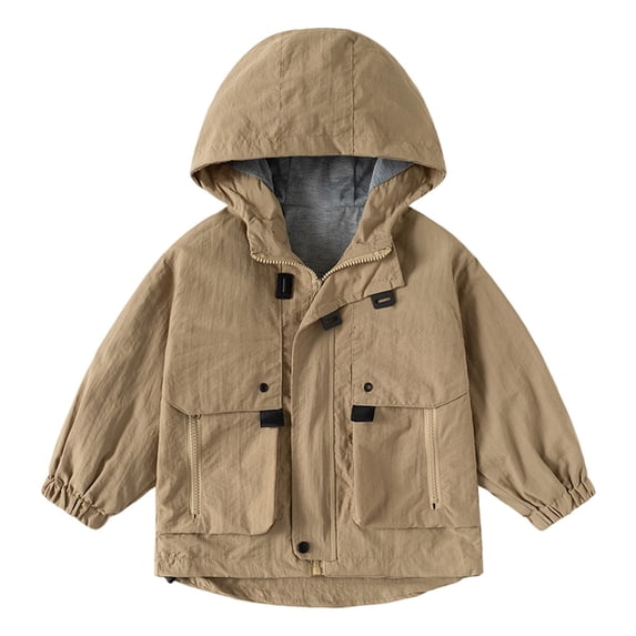 Gaexia Boy Jacket No Hood ,Boys Windbreaker Jacket Lightweight Hooded Zipper Coat for Kids Outdoor Casual School Jacket Age 2-13 Years