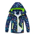 thumbnail image 1 of Gaexia Boy Winter Jacket 2T ,Kids Dinosaur Print Hooded Jacket Windproof Raincoat Zipper Coat For Boys Girls Outdoor All Seasons Lightweight Breathable, 1 of 9