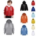 thumbnail image 1 of Gaexia Boy Zip Up Hoodie Sweatshirt Jacket Long Sleeve Soft Basic Full Zip Hoodie With Pockets Coat For Kids 3-12 Years A02-Dark Blue,140, 1 of 3