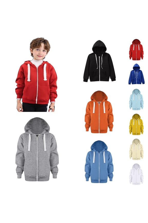 Boy Zip Up Hoodie Sweatshirt Jacket Long Sleeve Soft Basic Full Zip Hoodie With Pockets Coat For Kids 3-12 Years B05-Green,130