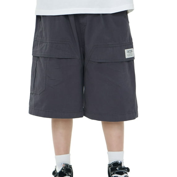 Gaexia Boys Baseball Pants Size 8 Boys Kids Cargo Shorts Youth Boy's Casual Stretch Shorts Outdoor Cargo Bottoms Grey 100