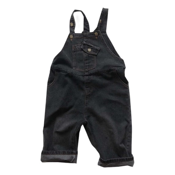 Gaexia Boys Denim Bib Overalls Adjustable Strap Straight Leg Jean Overall for Toddler Kids Autumn Winter Casual Wear (Black,3-4Years)
