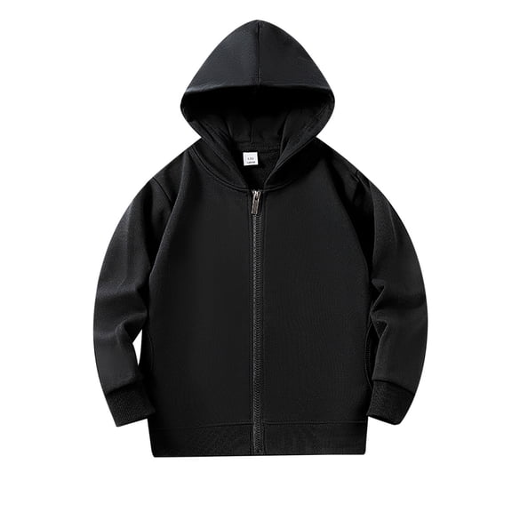 Gaexia Boys' Full Zip Hooded Jacket Lightweight Hoodie Sweatshirts with Pocket Toddler to Big Kid 3-12 Years A02-Black,100/M