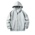 thumbnail image 1 of Gaexia Boys' Full Zip Hooded Jacket Lightweight Hoodie Sweatshirts with Pocket Toddler to Big Kid 3-12 Years A04-Grey,110/L, 1 of 5