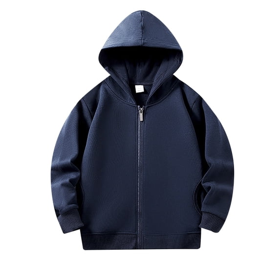 Gaexia Boys' Full Zip Hooded Jacket Lightweight Hoodie Sweatshirts with Pocket Toddler to Big Kid 3-12 Years A05-Navy,110/L