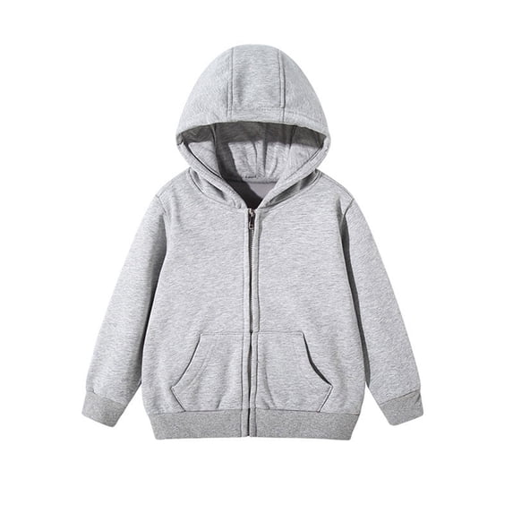 Gaexia Boys' Full Zip Hooded Jacket Lightweight Hoodie Sweatshirts with Pocket Toddler to Big Kid 3-12 Years A11-Grey,150