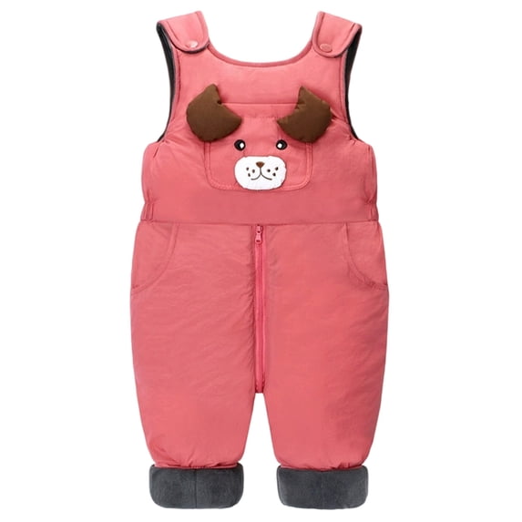 Gaexia Boys Lined Overalls Soft Warm Romper Jumpsuit Easy Open Design Toddlers Comfortable Playwear Winter Fall Casual ,Pink,3-4 Years