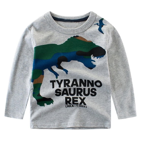 Gaexia Boys' Long-Sleeve T-Shirt, Kids Baby Boys Girls Dinosaur Letter Print Long Sleeve Crewneck T Shirts Tops Tee Clothes For Children Boys' Tops, Tees & Shirts