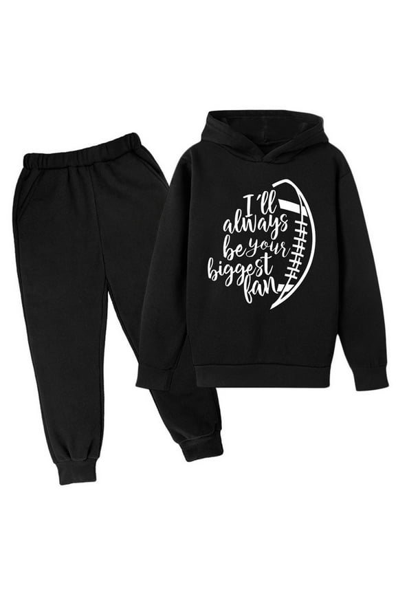 Boys Sweat Suit Boys Sweatsuit Set Sweatshirt and Sweatpant Jogger Set Printed Hoodie Sets 2 Pieces Boys Tracksuit Set Back To School Clothes,Black,13-14 Years