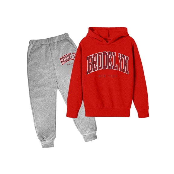 Gaexia Boys Sweat Suit Sweatsuits for Boys Sweatpants Hoodie Set Warm Up Suit Regular Fit Hoodie Sets 2 Pieces Boys Track Suit Back To School Clothes,Red,13-14 Years