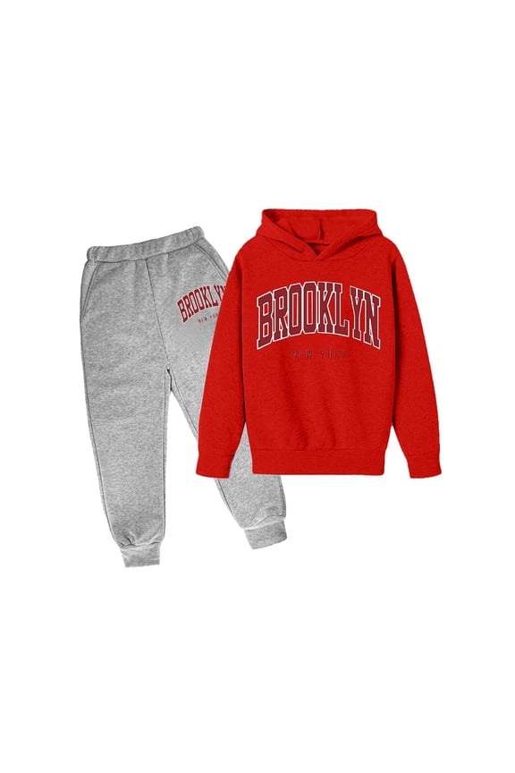Boys Sweat Suit Sweatsuits for Boys Sweatpants Hoodie Set Warm Up Suit Regular Fit Hoodie Sets 2 Pieces Boys Track Suit Back To School Clothes,Red,13-14 Years