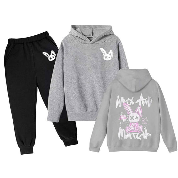 Gaexia Boys Sweat Suit Sweatsuits for Boys Sweatshirt and Pants Jogger Set Solid Color Hoodie Sets 2 Pieces Big Boys Tracksuit Clothing Set,Grey,7-8 Years