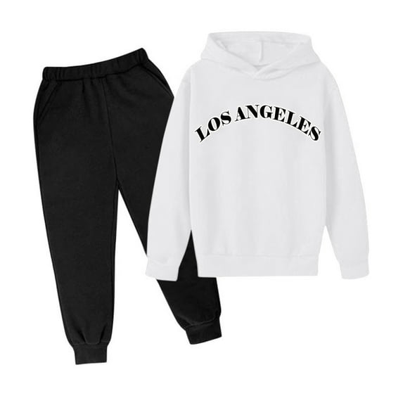 Gaexia Boys Tracksuit 10-12 Sweatshirt and Pants Fall Outfits Solid Color Hoodie Sets 2 Pieces Sweatsuits for Boys Back To School Clothes for Teen Boys,White,140