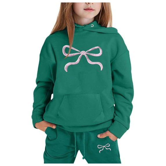 Gaexia Boys Tracksuit Set 14-16 Sweatshirt and Pants Jogger Set Printed Hoodie Sets 2 Pieces Kids Sweatsuit Back To School Clothes for Teen Boys,Dark Green,2-3Years