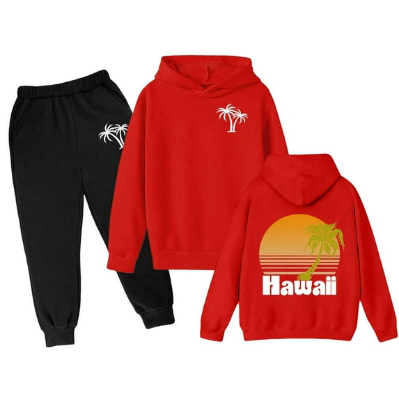 Gaexia Boys Tracksuit Set Size 18 Hoodies and Joggers Pants Set Jogger Set Printed Hoodie Sets 2 Pieces Kids Sweatsuit Back To School Clothes for Boys,Red,11-12 Years
