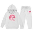thumbnail image 1 of Gaexia Boys Tracksuit Set Size 18 Sweatpants Hoodie Set Warm Up Suit Loose Fit Hoodie Sets 2 Pieces Kids Sweatsuit Back To School Clothes for Teen Boys,White,6-7 Yeats, 1 of 3