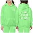 thumbnail image 1 of Gaexia Boys Tracksuit Set Sweatshirt and Sweatpant Soccer Outfit Loose Fit Hoodie Sets 2 Pieces Kids Sweatsuit Clothing Set,Light Green,2-3 Years, 1 of 3
