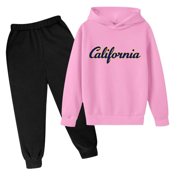 Gaexia Boys Tracksuit Size 6 Sweatpants Hoodie Set Fall Outfits Printed Hoodie Sets 2 Pieces Boys Sweatsuit Set Clothing Set,Pink,5-6 Years