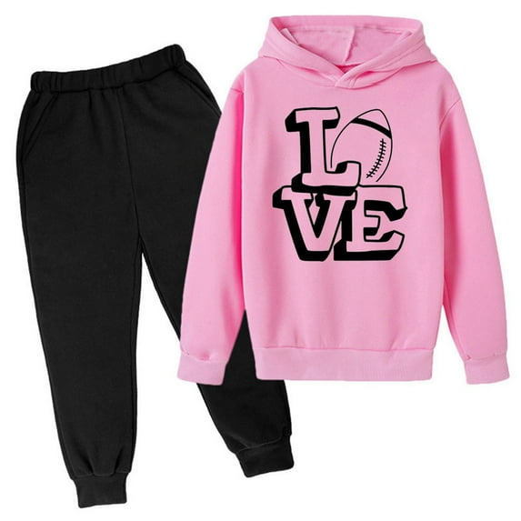 Gaexia Boys Tracksuit Size 7 Hooded Long Sleeve Sweatpant Soccer Outfit Loose Fit Hoodie Sets 2 Pieces Kids Sweatsuit Back To School Clothes,Pink,11-12 Years