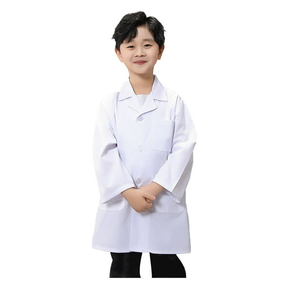 Gaexia Boys Zip Up Hoodie ,Children Doctor Coat Science Lab Clothes for Kindergarten Primary School Students Role Play White Kids Jacket
