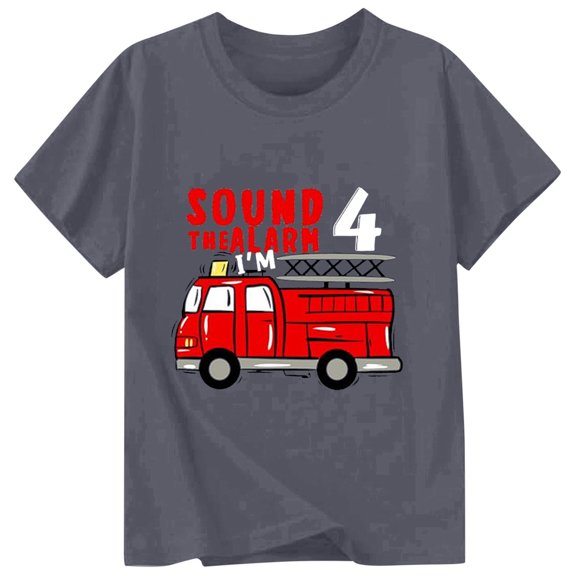 Gaexia Children's Fashionable Casual Letter Round Neck Short Sleeved T Shirt Top