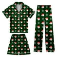 thumbnail image 1 of Gaexia Christmas Kids Silk Sets 3 Piece Girls Boys Satin Set Button-Down Soft Short Sleeve Shorts Pants 3pcs, 1 of 8