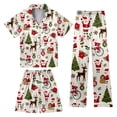 thumbnail image 1 of Gaexia Christmas Kids Silk Sets 3 Piece Girls Boys Satin Set Button-Down Soft Short Sleeve Shorts Pants 3pcs, 1 of 8