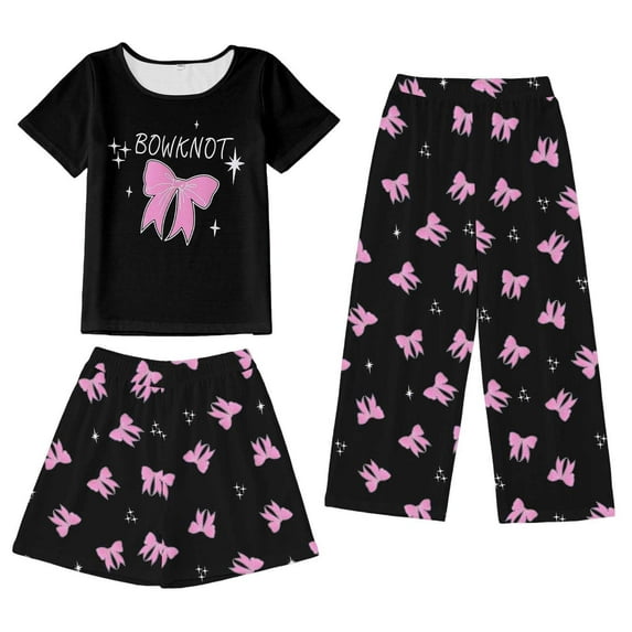 Gaexia Christmas Kids Silk Sets 3 Piece Girls Boys Satin Set Button-Down Soft Short Sleeve Shorts Pants 3pcs