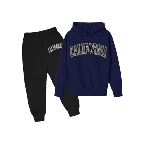 Gaexia Clothing Set Boys Tracksuit Size 6 Sweatpants Hoodie Set Jogger Set Loose Fit Hoodie Sets 2 Pieces Kids Sweatsuit,Dark Blue,13-14 Years