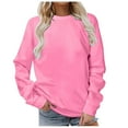 thumbnail image 1 of Gaexia Crewneck Sweatshirts Women Black Sweatshirt Long Sleeve Pullover Soft Comfortable Casual Solid Top Loose Fit Warm Wear,Pink,XL, 1 of 4