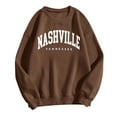 thumbnail image 1 of Gaexia Crewneck Sweatshirts Women Cotton Letter Print Oversize Sweatshirt Long Sleeve Pullover Top Comfortable Casual Streetwear Fashion,Brown,L, 1 of 4