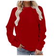 thumbnail image 1 of Gaexia Crewneck Sweatshirts Women Fall Sweatshirt Long Sleeve Pullover Soft Comfortable Casual Solid Top Loose Fit Warm Wear,Red,XXL, 1 of 4