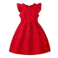 thumbnail image 1 of Gaexia Dresses for Girls 5-6 Cotton Ruffle Sleeve Skater Dresses High Waist Swing Sundress Playwear Midi Casual Sundress for 2-7 Years Red,160, 1 of 5