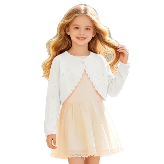 Gaexia Girls Cardigan Sweater Knit Open Front Long Sleeve Lightweight Casual Layering Top for Autumn Back to School