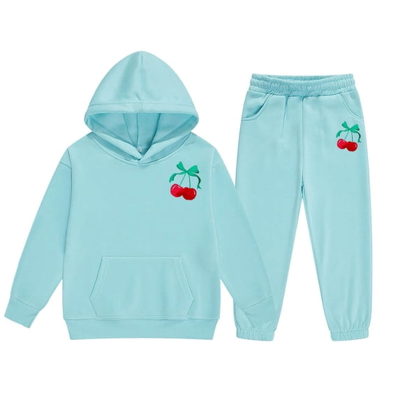 Gaexia Fall Outfits For Girls 10-12 ,Girls Winter Hoodie and Joggers Set Stylish Print Comfy Casual Outfits for Toddler to Warm Kids Clothes