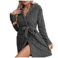 thumbnail image 1 of Gaexia Robes For Women Long Coral Bathrobe Cozy Home Wear Soft Long Sleeve Knee Length Gown for Relaxation, 1 of 3
