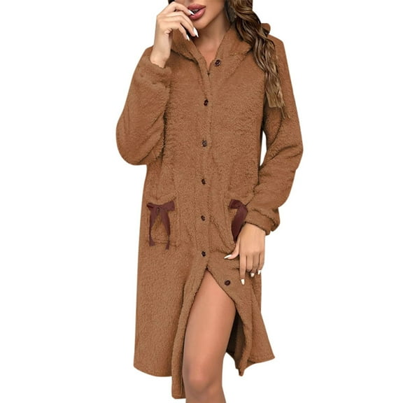 Gaexia Fluffy Bath Robe For Women Warm Coral Robe For Cozy Fall Winter Bathrobe Loose Fit Home Wear Comfortable And Stylish Indoor Outdoor Use