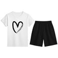 thumbnail image 1 of Gaexia Girl Outfits Size 10-12,Girls Outfits Set Heart Print Short Sleeve Top and Shorts Casual Wear for Kids Ages 3-13 Comfortable Everyday Spring Summer Outfit, 1 of 2
