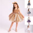 Gaexia Girls Animal Print Mesh Tutu Dress Set Tiger Leopard Cow ...