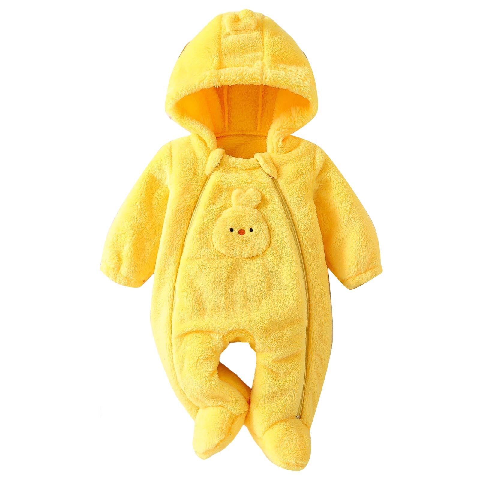 Gaexia Girls Baby Hooded Romper Cartoon Print Long Sleeve Warm Design ...