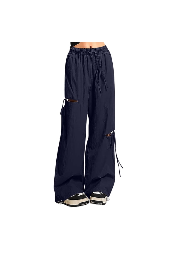 Girls Back To School Outfit Trendy Girls Pants Asymmetric Distressed Wide Leg High Waist Loose Fit Cargo Pants For Teen Girls Casual Outdoor Summer Thin Comfortable Versatile Styling