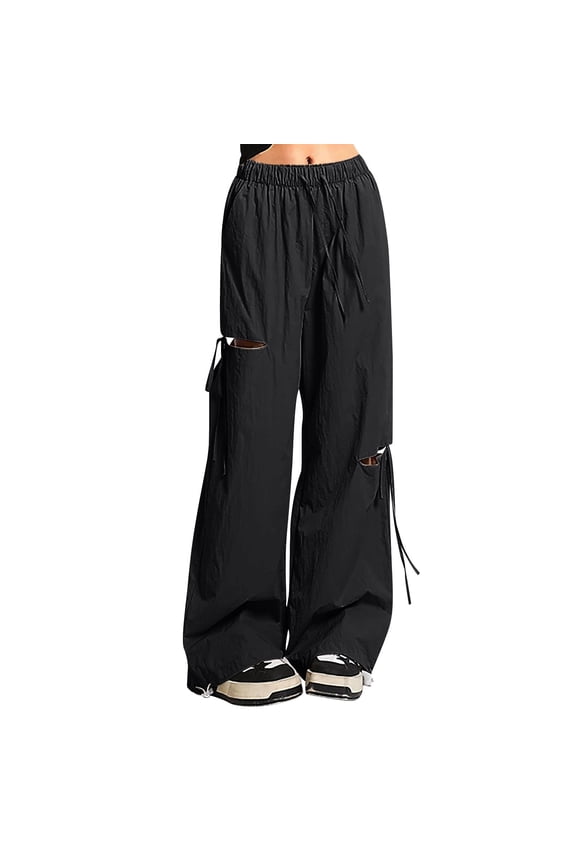 Girls Back To School Outfit Trendy Girls Pants Asymmetric Distressed Wide Leg High Waist Loose Fit Cargo Pants For Teen Girls Casual Outdoor Summer Thin Comfortable Versatile Styling