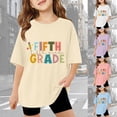 thumbnail image 1 of Gaexia Girls Casual Short Sleeve Round Neck Graphic Print Loose Fit T Shirt Everyday School Outdoor Activities Spring Summer Fall Tee (White,7-8 Years), 1 of 5