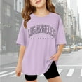 thumbnail image 1 of Gaexia Girls Casual Tunic Tops Short Sleeve Plain Tshirt Tunic Tee Tops Active Fit Back To School Kids Shirt Vacation Girl Clothes Outifit School Uniform,Light Purple, 1 of 6