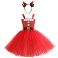 thumbnail image 1 of Gaexia Girls Christmas Dress Funny Holiday Outfits,Child Girls Tulle Pageant Dress Christmas Party Gown Dresses Hairband Set,Red,10-12 Years, 1 of 8